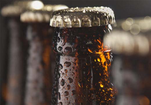 Shown: Bottle of ice cold beer.