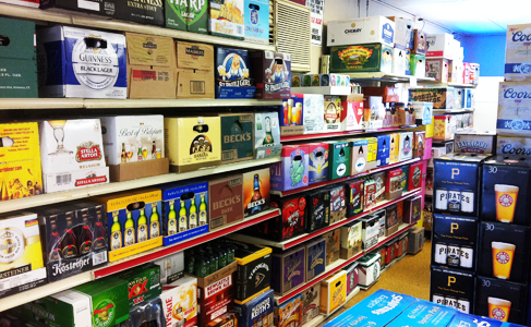 Some of the Beverage Shop Beer Distributor’s 100's of domestic, imported and craft brews as well as wine coolers, soda pop and water by the case are shown here.